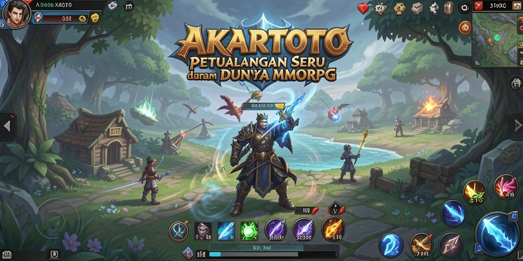 Tangkapan layar gameplay AKARTOTO dengan aksi seru di dunia MMORPG.