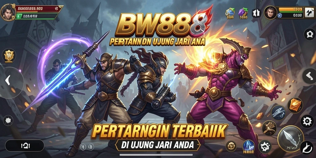 Tangkapan layar BW888 menunjukkan pertempuran epik di arena Fighting.