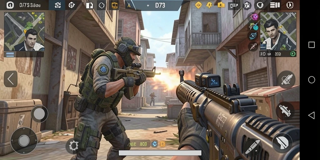 Tangkapan layar menampilkan aksi seru dalam game D73.