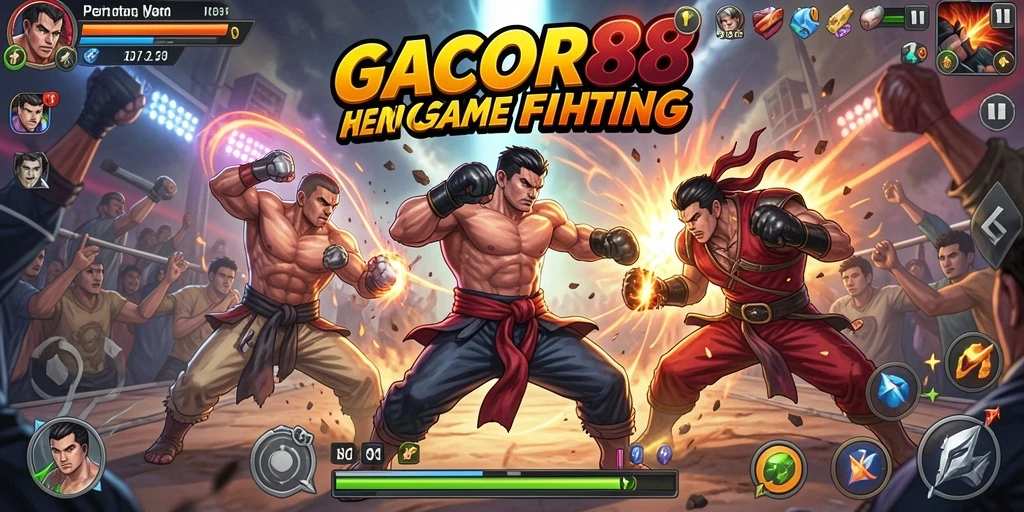 Tampilan gameplay pertarungan menarik GACOR88 dengan aksi mendebarkan.