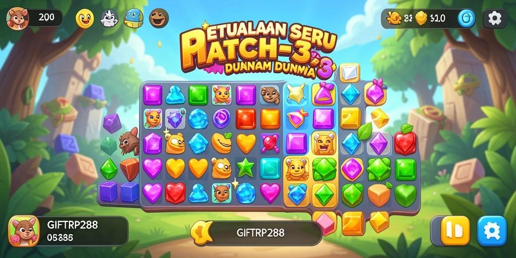 Gameplay seru di GIFTRP288 dengan tantangan Match-3.
