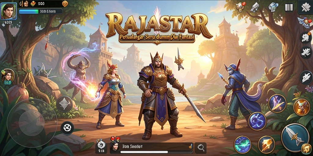Screenshot gameplay RAJASTAR yang menunjukkan petualangan mendebarkan.