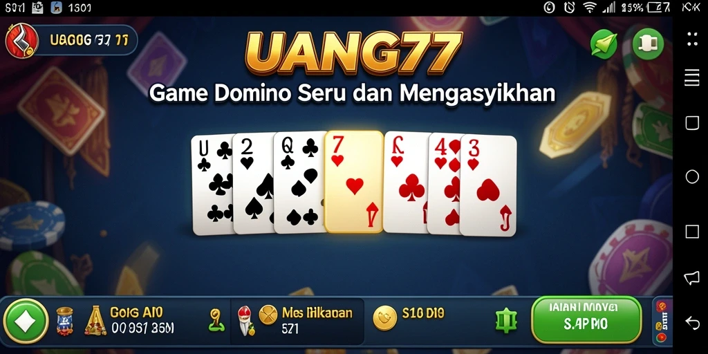 Tampilan gameplay Domino yang seru dan interaktif di UANG77.