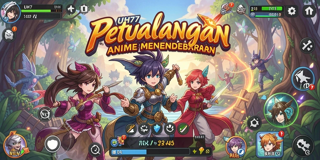 Screenshot UH77 menampilkan aksi seru dalam dunia anime.